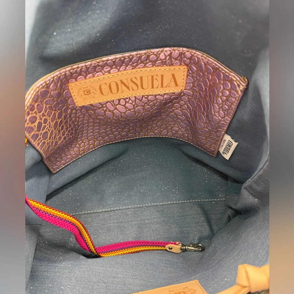 Consuela Brown Leather Hobo with Pink & Orange Accent Strap - Picture 8 of 8